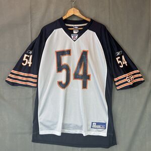 Vtg Reebok NFL Brian Urlacher #54 Chicago Bears White & Blue Jersey XL